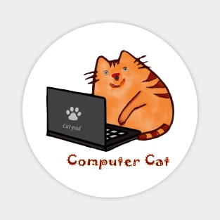 Cute Laptop Cat Computer Programmer Magnet